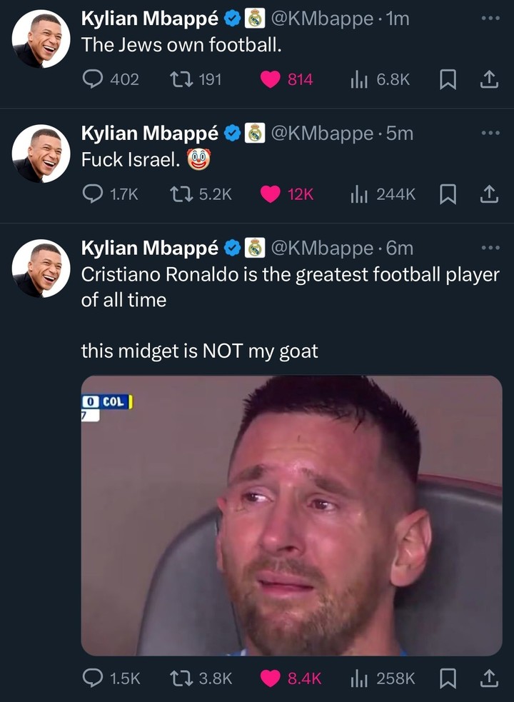 Hackean la cuenta de Mbappé y publican insultos contra Messi