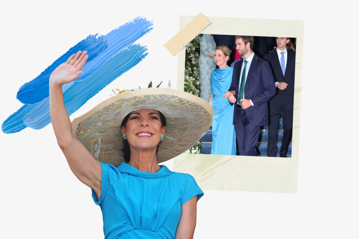 ​Azul ‘Miranda Priestly’: el color de la infanta Cristina en la boda de Teodora de Grecia conecta con un mítico look de invitada de Carolina de Mónaco 