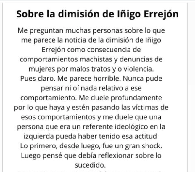 Carmena justifica las agresiones sexuales de Errejón a un problema de “inteligencia emocional“