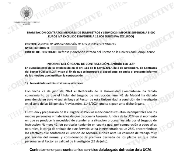 El rector de la Complutense contrata a un abogado particular pagado por la universidad 