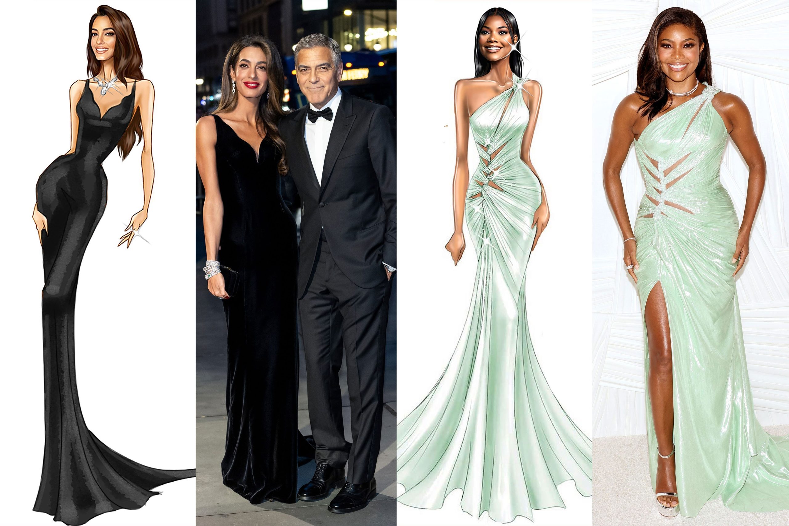 ​Amal Clooney y todos los vestidazos de Versace que vimos en su gran gala en Nueva York 