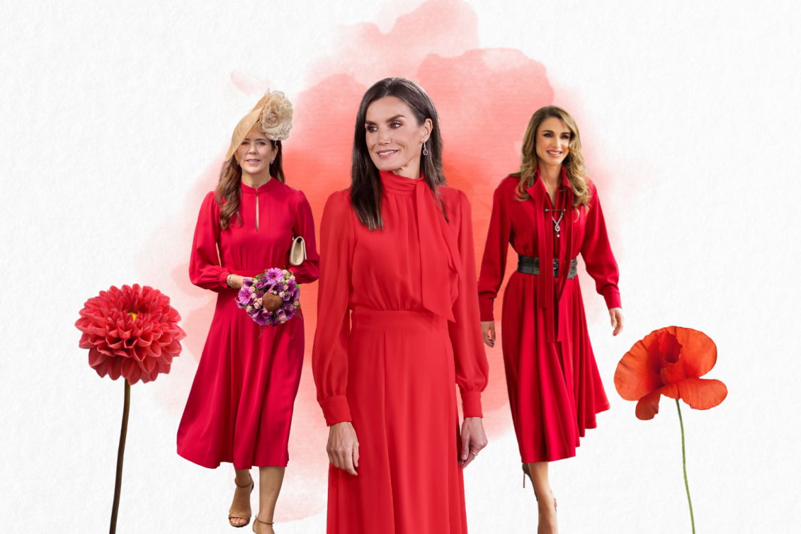 ​El vestido camisero rojo de la Reina Letizia es el look comodín de Rania de Jordania y Mary de Dinamarca para mayores de 50 