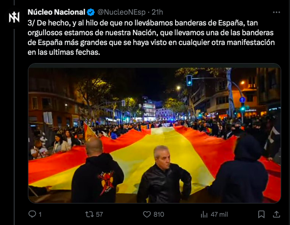 Núcleo Nacional publica un comunicado para explicar polémicas surgidas en la manifestación del sábado 