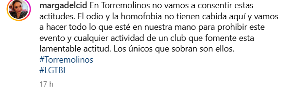 La alcaldesa de Torremolinos denuncia una fiesta organizada por un club marroquí en la que se prohíbe la entrada de «maricones»