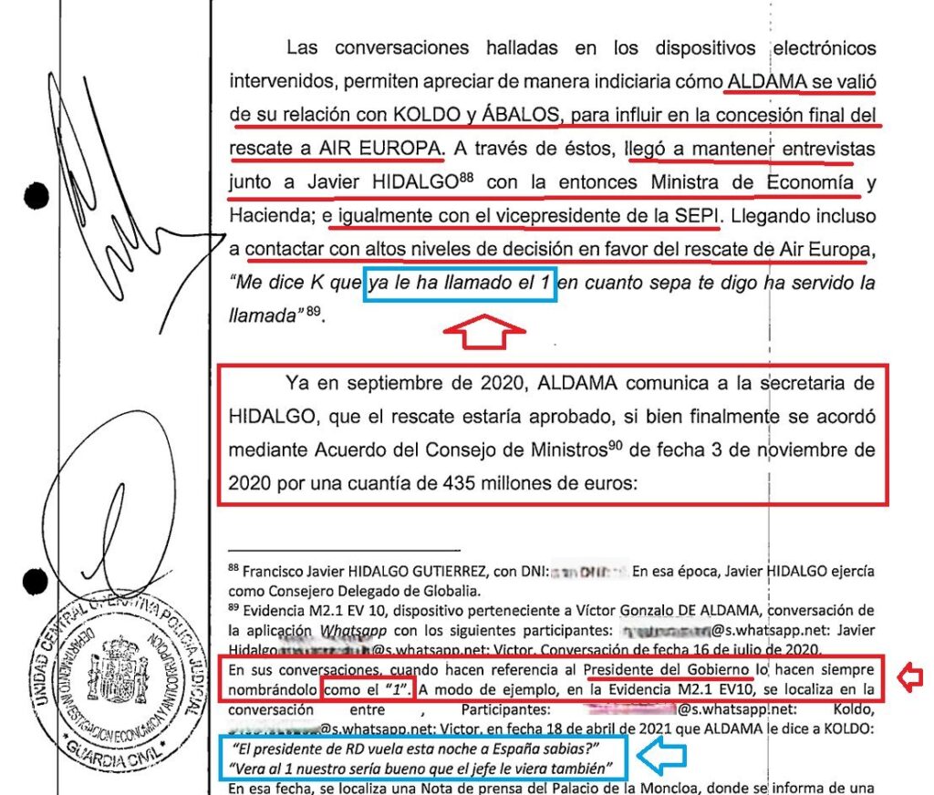 Un informe de la UCO confirmaría la implicación de Pedro Sánchez, alias “El 1”, en el rescate de Air Europa