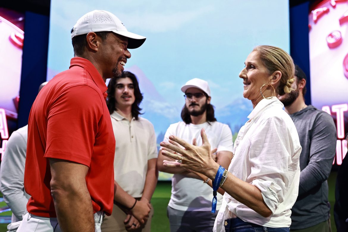 ​Céline Dion reaparece arropada por sus hijos y sorprende a Tiger Woods 