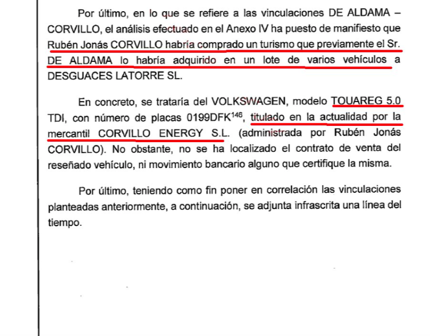 Aldama regaló un Volkswagen Touareg 5.0 de lujo a Rubén Corvillo, hermano del exchófer de Sánchez 