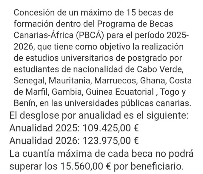 El Gobierno de Canarias subvenciona 15 becas a mujeres africanas dentro del Programa de Becas Canarias-África, con un coste de 233.400 euros