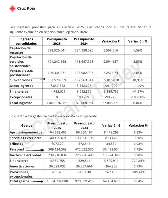 La Cruz Roja destina el 49,2% de sus presupuestos en “gastos personales“