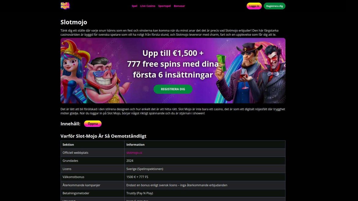 Slotmojo: Upptäck den Nya Stjärnan på den Svenska Casinomarknaden