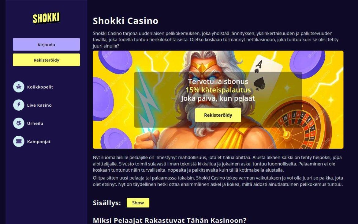 Suosituimmat pelit ja kehittäjät Shokki Casinolla
