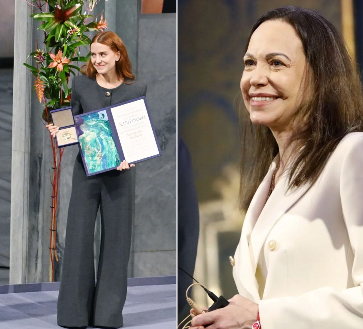 ​Vestidas de Carolina Herrera, la diseñadora venezolana más internacional: María Corina Machado y Ana Corina Sosa en Oslo (o cuando la moda también es política) 