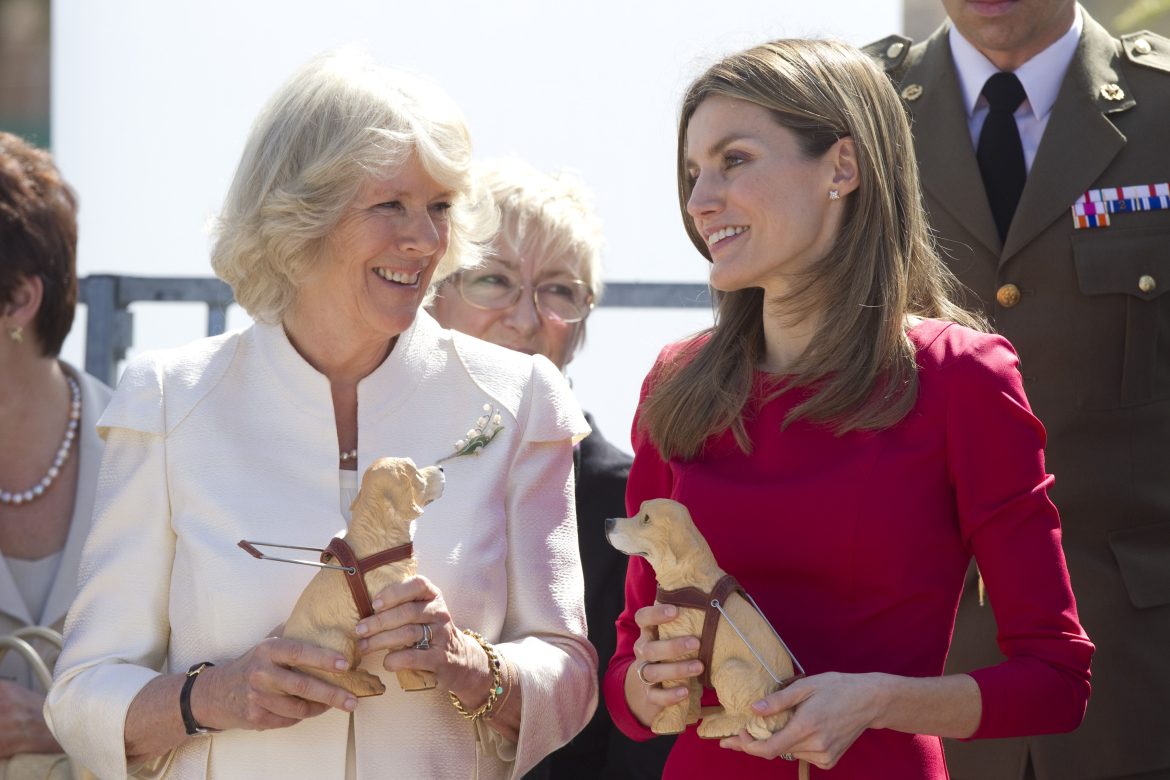 ​Cuando Letizia y Camilla se enamoraron de Babú y Columbus hace 15 años en el centro de perros guía de la ONCE (que este viernes conocerá la infanta Sofía) 