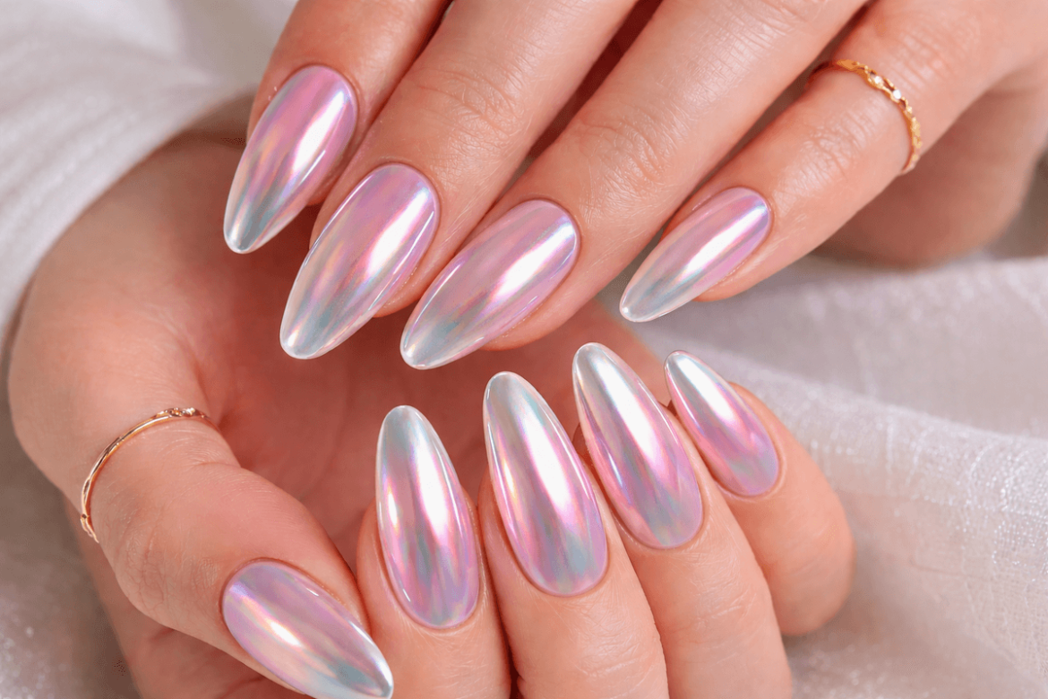 “Glass chrome nails”: la manicura neutra con brillo tipo vidrio que dominará en 2026