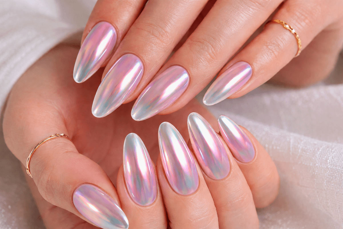 “Glass chrome nails”: la manicura neutra con brillo tipo vidrio que dominará en 2026