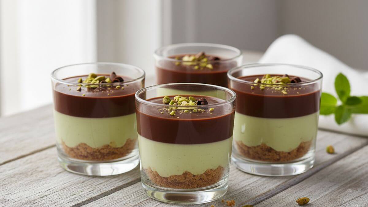 Vasitos de chocolate y pistacho: postre fácil de hacer en 10 minutos (sin horno)