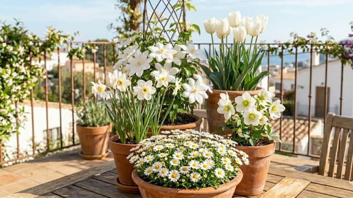 5 plantas con flores blancas para una terraza luminosa y elegante en primavera