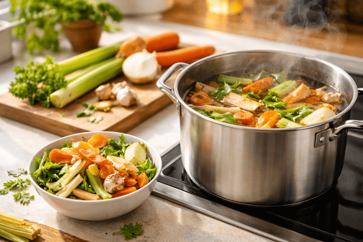 No tires los recortes de los vegetales: aprende a aprovecharlos en un caldo rico para tus comidas